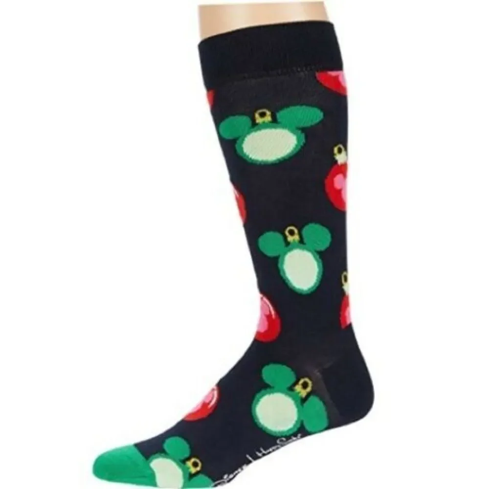 Happy Socks Disney Navy Baublelicious Mickey Unisex Holiday Socks Size 10-13 NWT